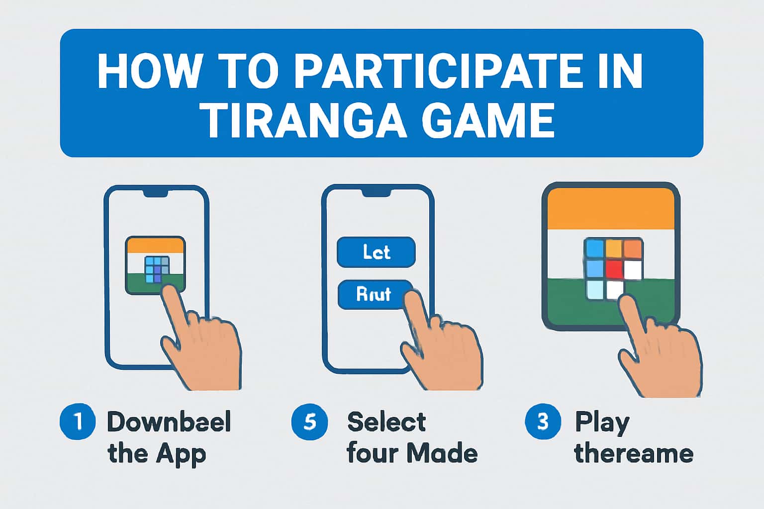 An informative visual representation of the process to participate in the Tiranga Game.