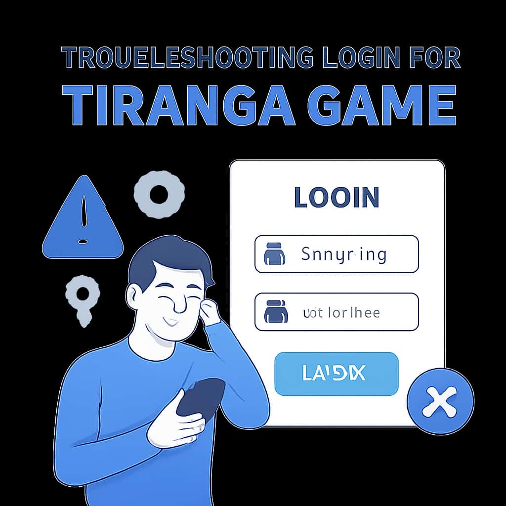 An illustration detailing the login troubleshooting process for Tiranga Game.